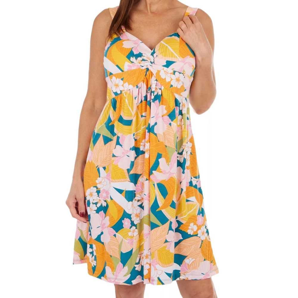 Jamie Layla Boutique Jungle Floral Print Twist Front Sleeveless Dress NWOT